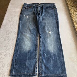 True Religion Men’s Size 34 Section Flap Regular Straight Blue Denim Jeans Pants